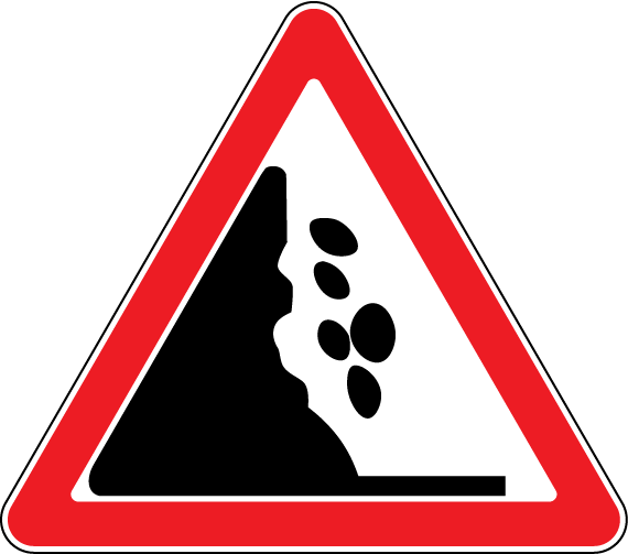  1.25.1 Căderi de pietre- sector de drum pe care sînt posibile avalanşe, alunecări de teren sau căderi de pietre.