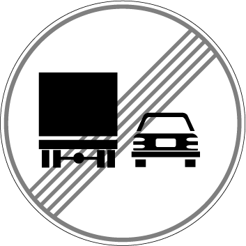 3.26 "Sfârşitul zonei de interzicere a depăşirii pentru autocamioane".