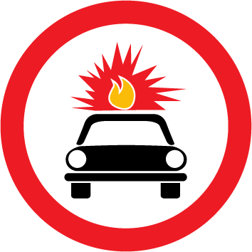 3.8 "Circulaţie interzisă vehiculelor care transportă substanţe explozive sau uşor inflamabile".